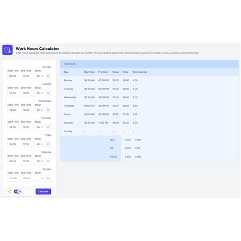 giga calculator hours|Work Hours Calculator — Calculator.iO.